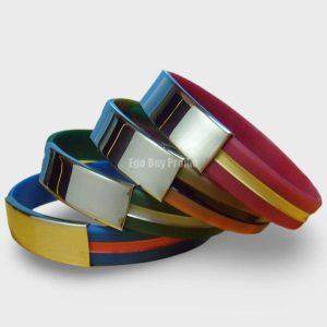 Metal bar silicone wristbands metal clip silicone bracelets